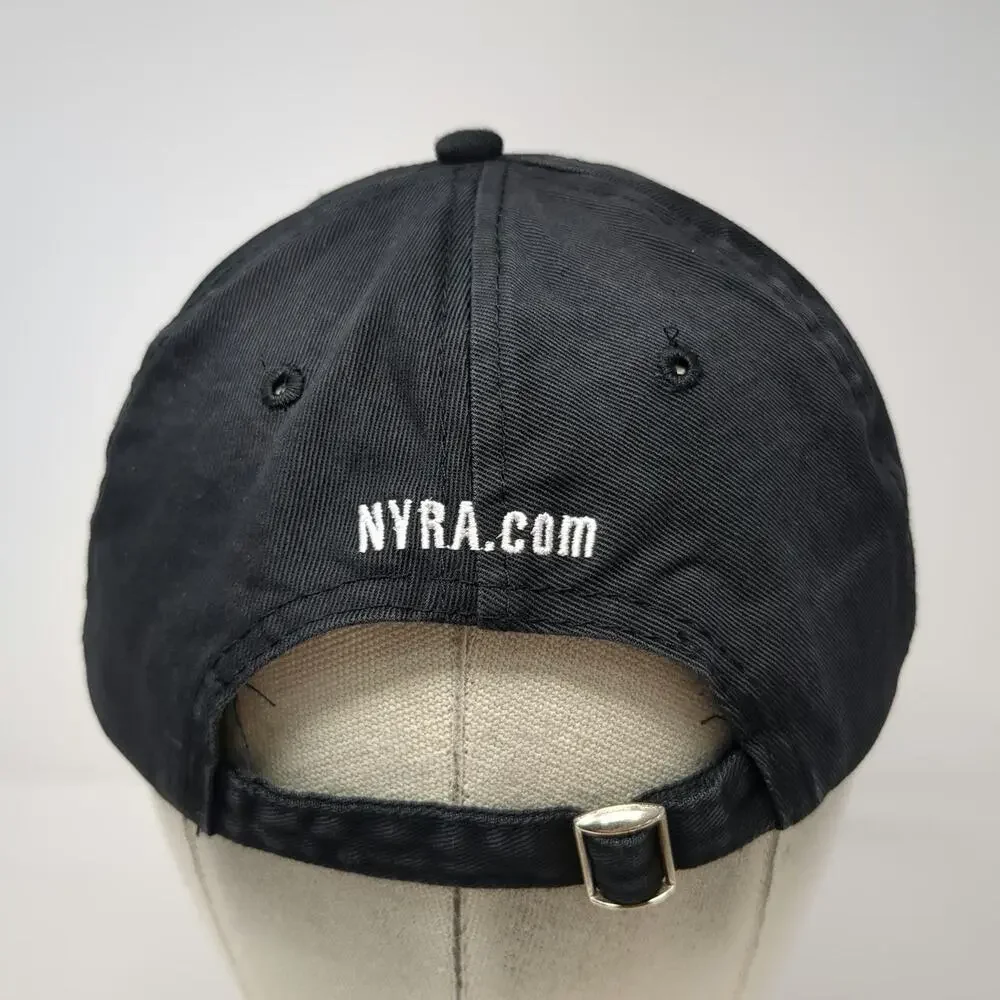 NYRA Horse Racing Baseball Cap Black OSFM Adjustable Slideback Jockey Logo Hat